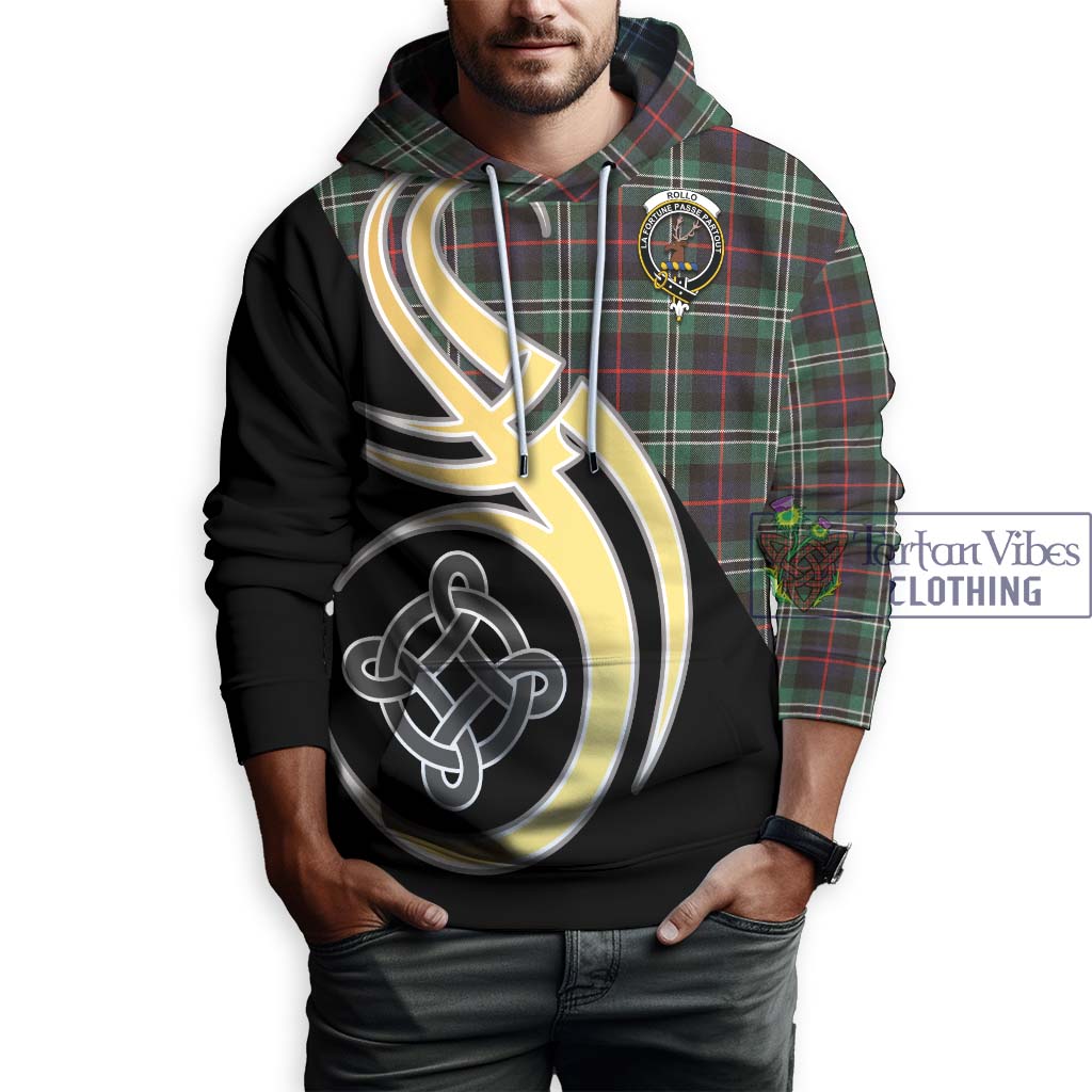 Rollo Hunting Tartan Hoodie with Family Crest and Celtic Symbol Style Zip Hoodie - Tartan Vibes Clothing