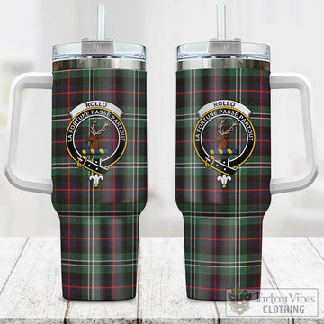 Rollo Hunting Tartan and Family Crest Tumbler with Handle