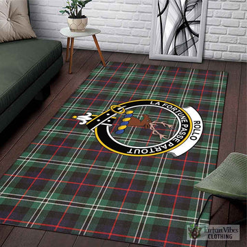 Rollo Hunting Tartan Area Rug with Family Crest