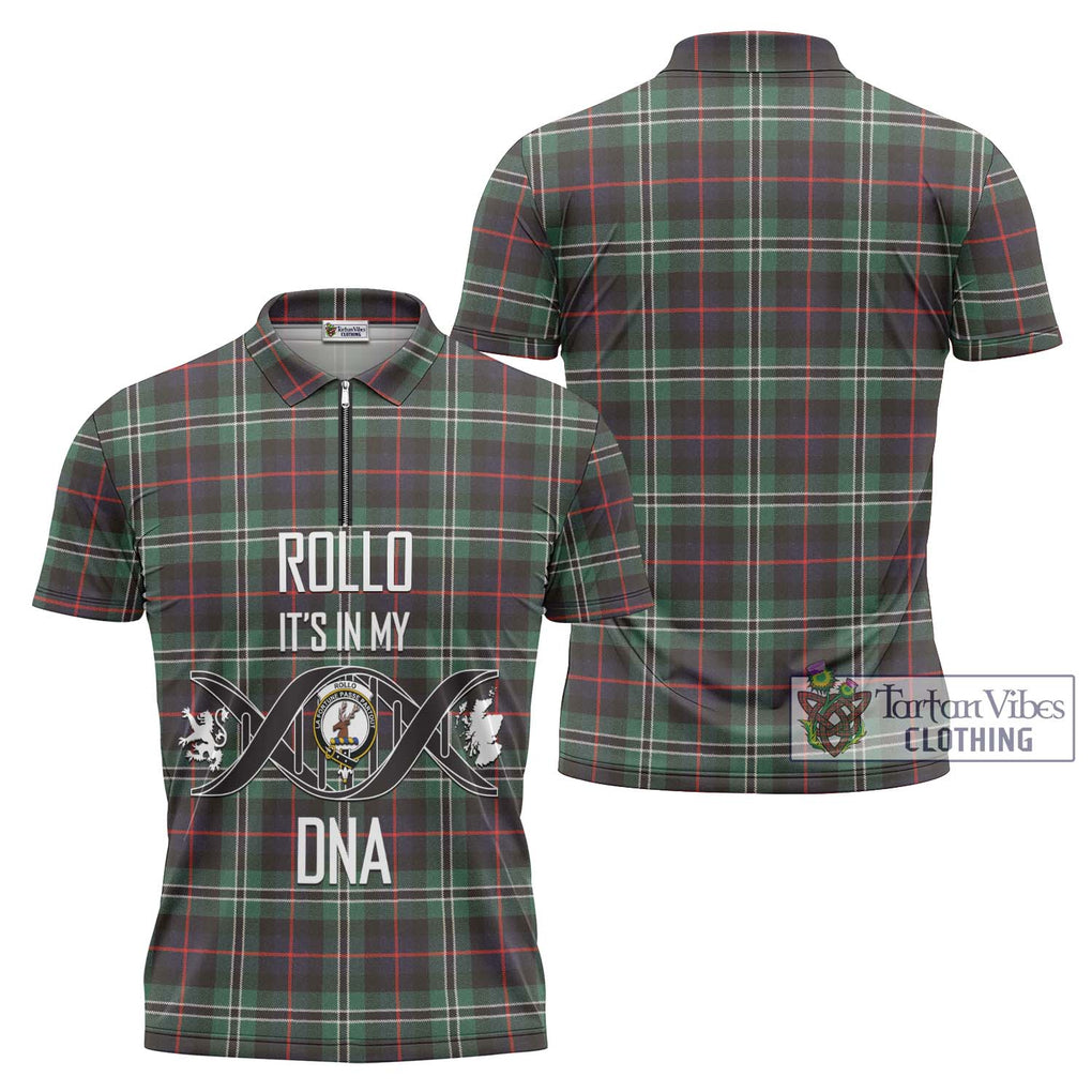 Rollo Hunting Tartan Zipper Polo Shirt with Family Crest DNA In Me Style Unisex - Tartanvibesclothing Shop