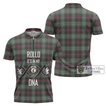 Rollo Hunting Tartan Zipper Polo Shirt with Family Crest DNA In Me Style