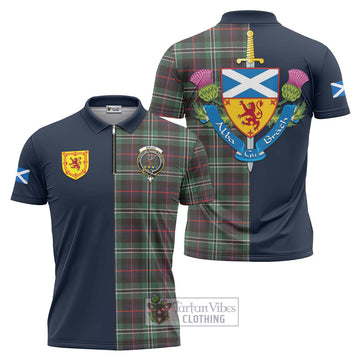 Rollo Hunting Tartan Zipper Polo Shirt Alba with Scottish Lion Royal Arm Half Style