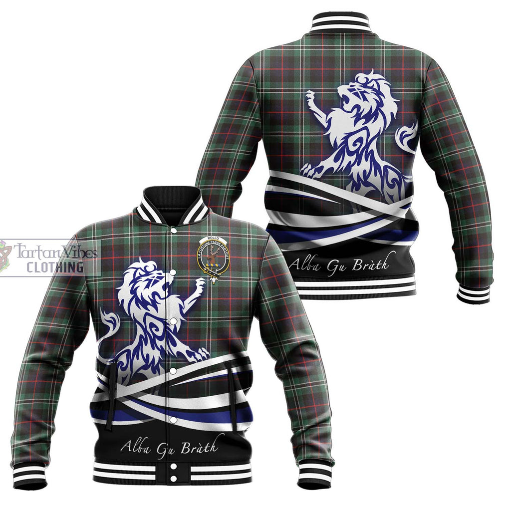 Rollo Hunting Tartan Baseball Jacket with Alba Gu Brath Regal Lion Emblem Unisex - Tartanvibesclothing Shop