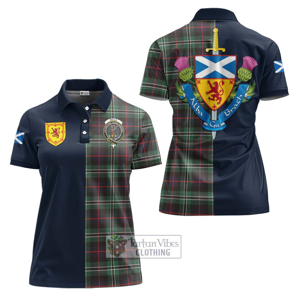 Tartan Vibes Clothing Rollo Hunting Tartan Women's Polo Shirt with Scottish Lion Royal Arm Half Style