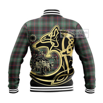 Rollo Hunting Tartan Baseball Jacket with Family Crest Celtic Wolf Style