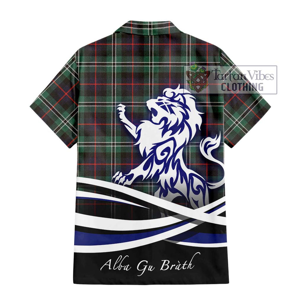 Rollo Hunting Tartan Short Sleeve Button Shirt with Alba Gu Brath Regal Lion Emblem - Tartanvibesclothing Shop