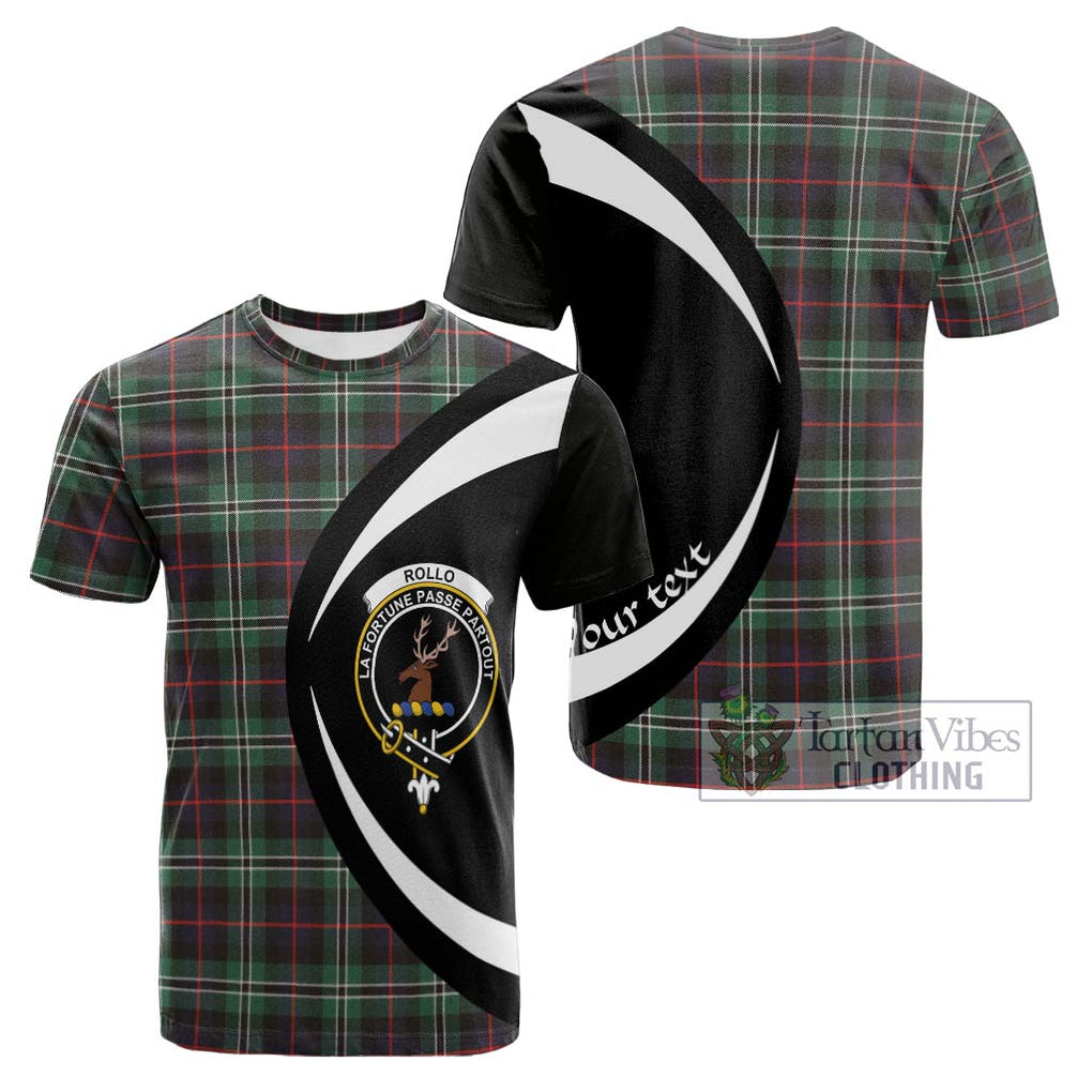 Tartan Vibes Clothing Rollo Hunting Tartan Cotton T-shirt with Family Crest Circle Style