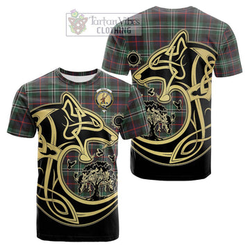 Rollo Hunting Tartan Cotton T-shirt with Family Crest Celtic Wolf Style