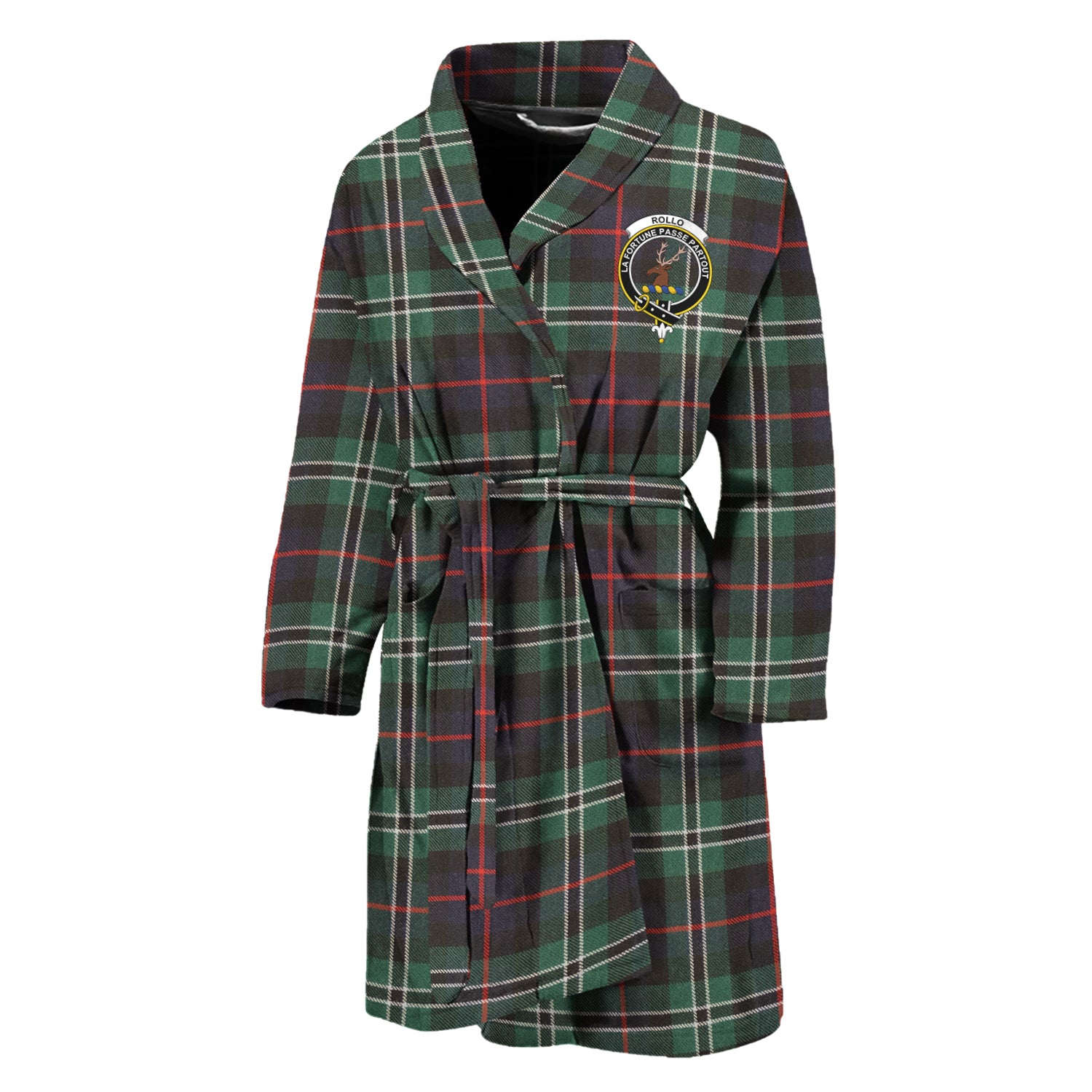 Rollo Hunting Tartan Bathrobe with Family Crest Unisex M - Tartan Vibes Clothing