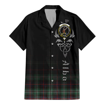 Rollo Hunting Tartan Short Sleeve Button Up Shirt Featuring Alba Gu Brath Family Crest Celtic Inspired