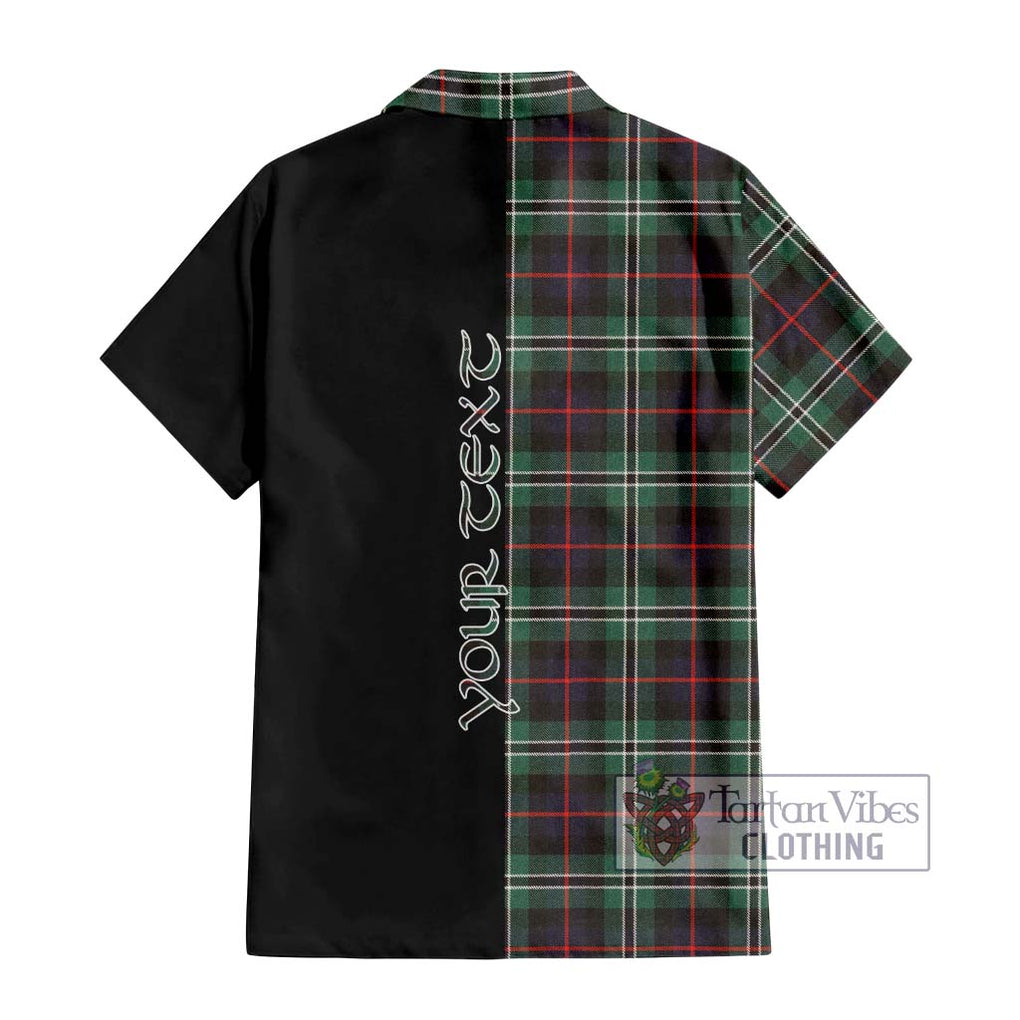 Rollo Hunting Tartan Short Sleeve Button Shirt with Family Crest and Half Of Me Style - Tartanvibesclothing Shop