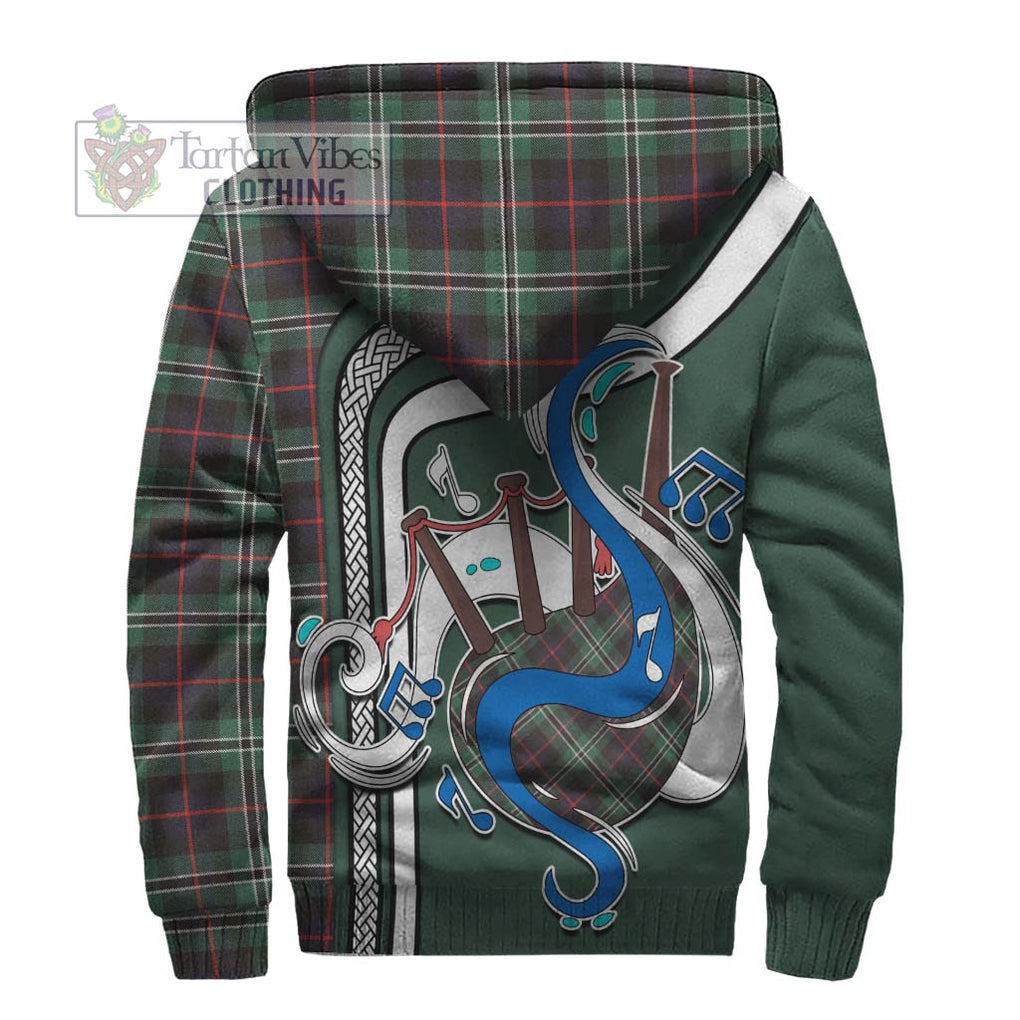 Rollo Hunting Tartan Sherpa Hoodie with Epic Bagpipe Style - Tartanvibesclothing Shop