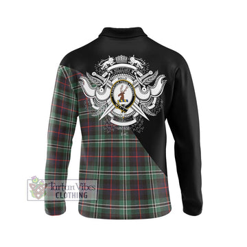 Rollo Hunting Tartan Long Sleeve Polo Shirt with Family Crest and Military Logo Style