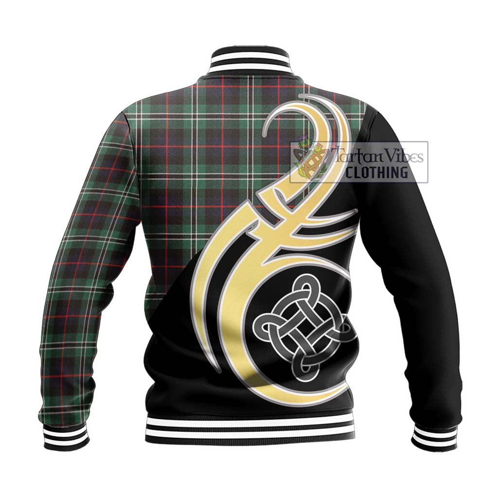 Rollo Hunting Tartan Baseball Jacket with Family Crest and Celtic Symbol Style - Tartan Vibes Clothing