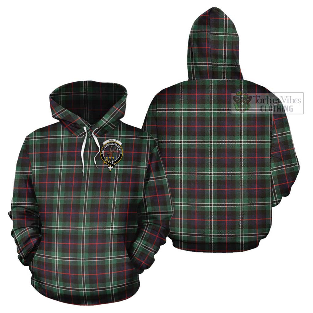 Rollo Hunting Tartan Cotton Hoodie with Family Crest Pullover Hoodie - Tartan Vibes Clothing