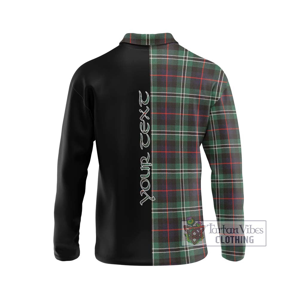 Rollo Hunting Tartan Long Sleeve Polo Shirt with Family Crest and Half Of Me Style - Tartanvibesclothing Shop