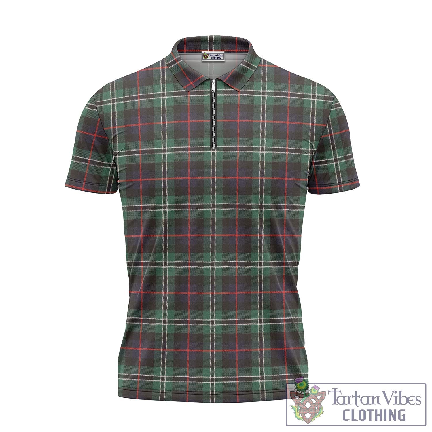 Tartan Vibes Clothing Rollo Hunting Tartan Zipper Polo Shirt