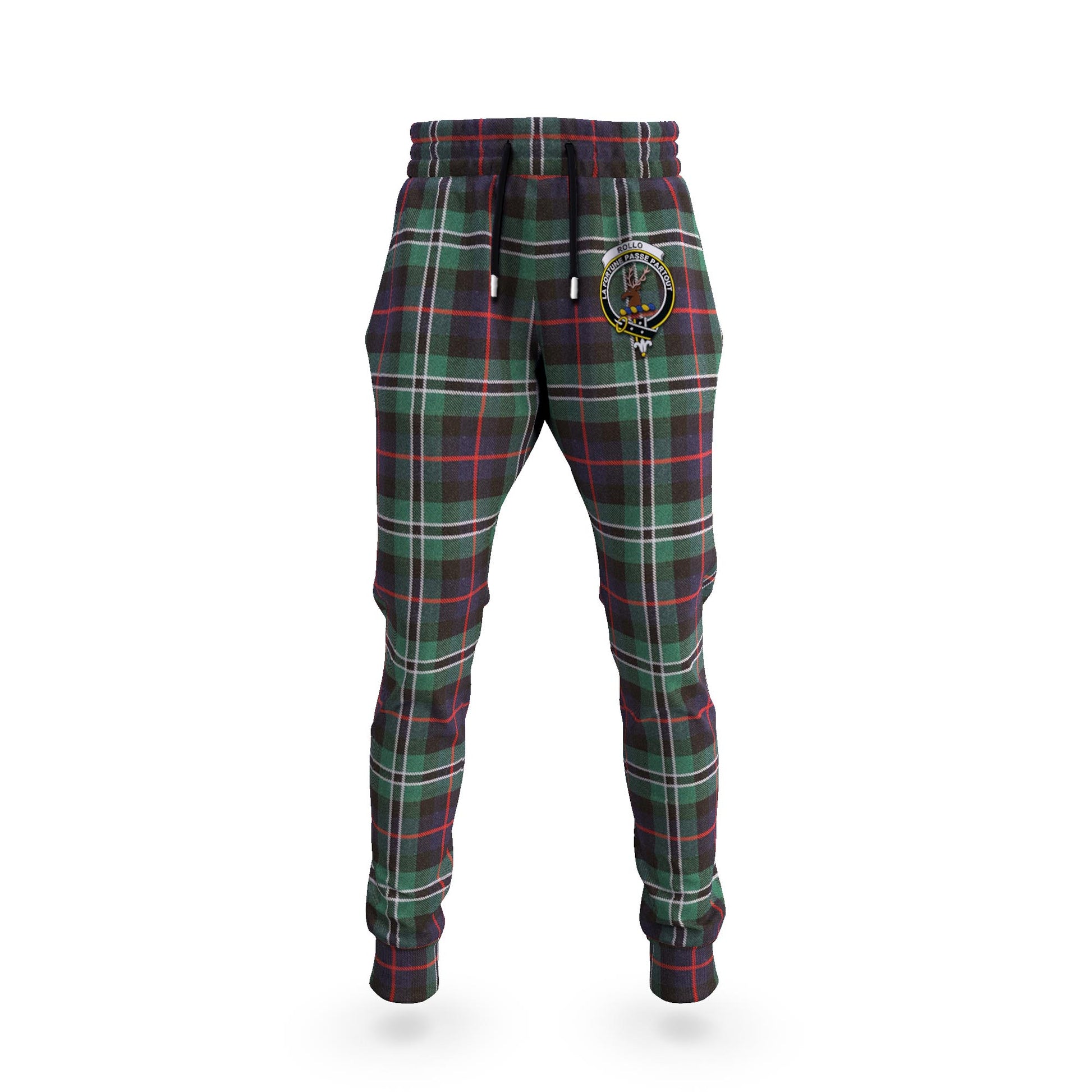 Rollo Hunting Tartan Joggers Pants with Family Crest - Tartanvibesclothing Shop