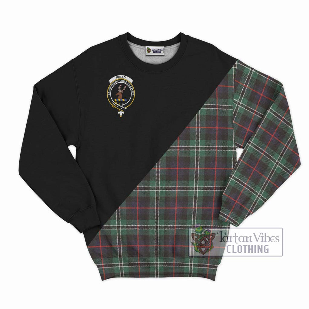 Rollo Hunting Tartan Sweatshirt with Family Crest and Military Logo Style - Tartanvibesclothing Shop