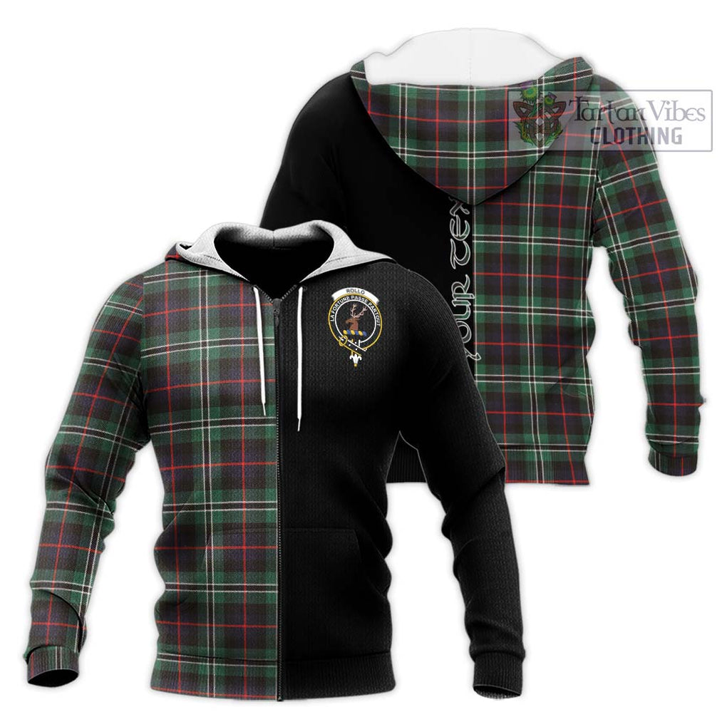 Rollo Hunting Tartan Knitted Hoodie with Family Crest and Half Of Me Style Unisex Knitted Zip Hoodie - Tartanvibesclothing Shop