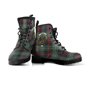 Rollo Hunting Tartan Leather Boots with Family Crest