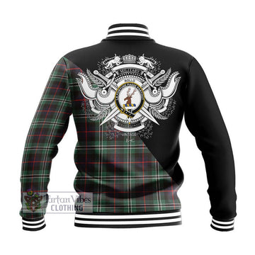 Rollo Hunting Tartan Baseball Jacket with Family Crest and Military Logo Style