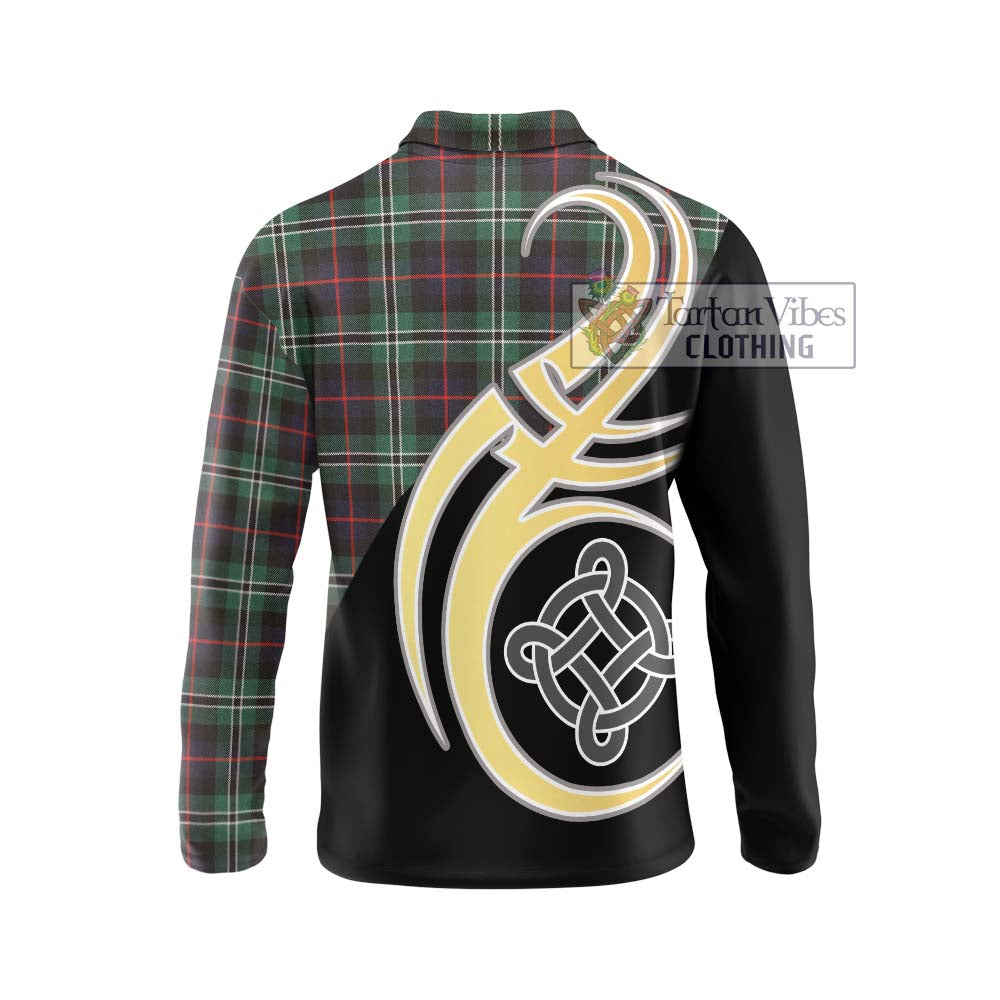 Rollo Hunting Tartan Long Sleeve Polo Shirt with Family Crest and Celtic Symbol Style - Tartan Vibes Clothing