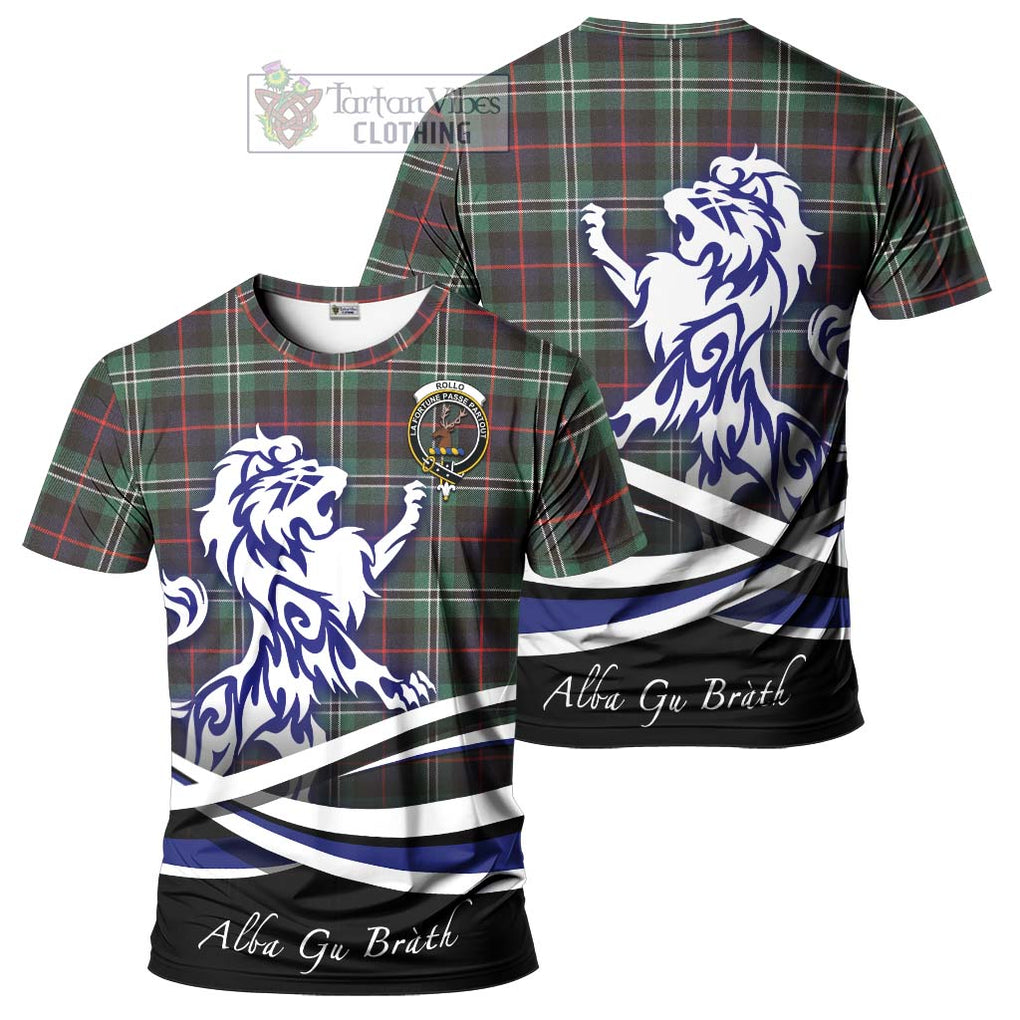 Tartan Vibes Clothing Rollo Hunting Tartan Cotton T-shirt with Alba Gu Brath Regal Lion Emblem