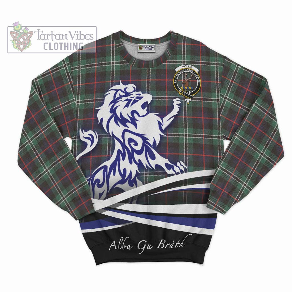 Rollo Hunting Tartan Sweatshirt with Alba Gu Brath Regal Lion Emblem - Tartanvibesclothing Shop