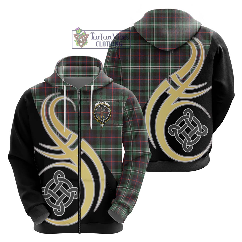 Rollo Hunting Tartan Hoodie with Family Crest and Celtic Symbol Style - Tartan Vibes Clothing