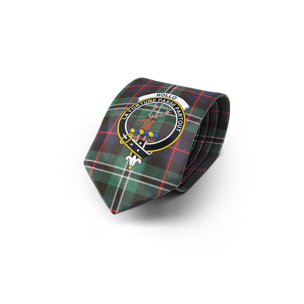 Rollo Hunting Tartan Classic Necktie with Family Crest - Tartan Vibes Clothing