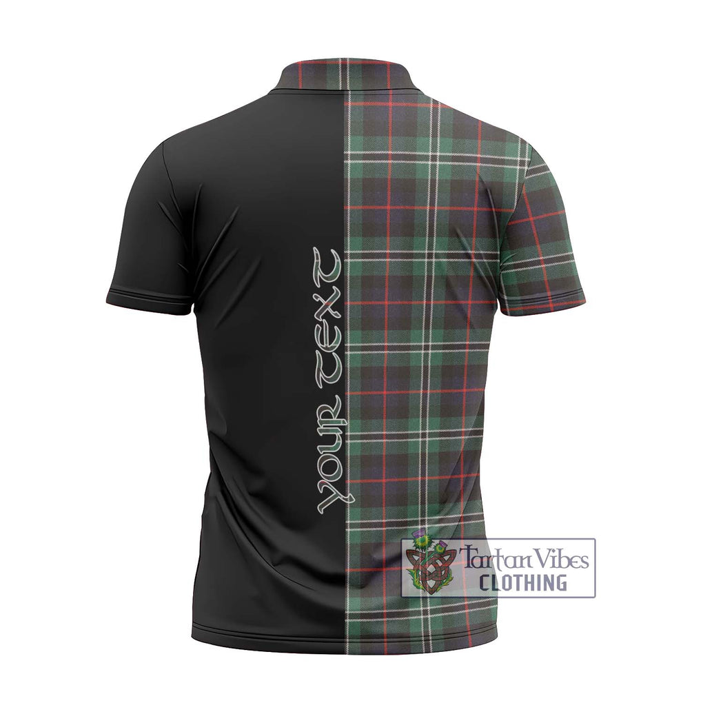 Rollo Hunting Tartan Zipper Polo Shirt with Family Crest and Half Of Me Style - Tartanvibesclothing Shop