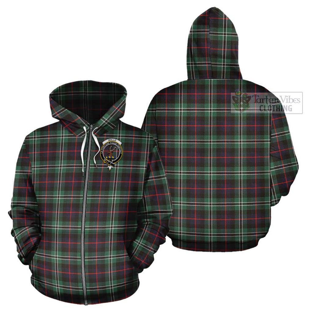 Rollo Hunting Tartan Cotton Hoodie with Family Crest Zip Hoodie - Tartan Vibes Clothing