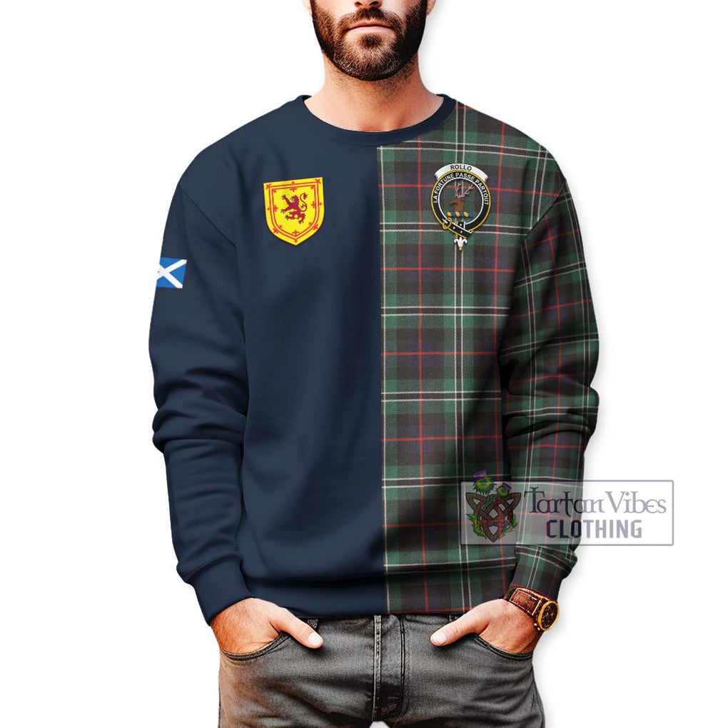 Tartan Vibes Clothing Rollo Hunting Tartan Sweatshirt with Scottish Lion Royal Arm Half Style