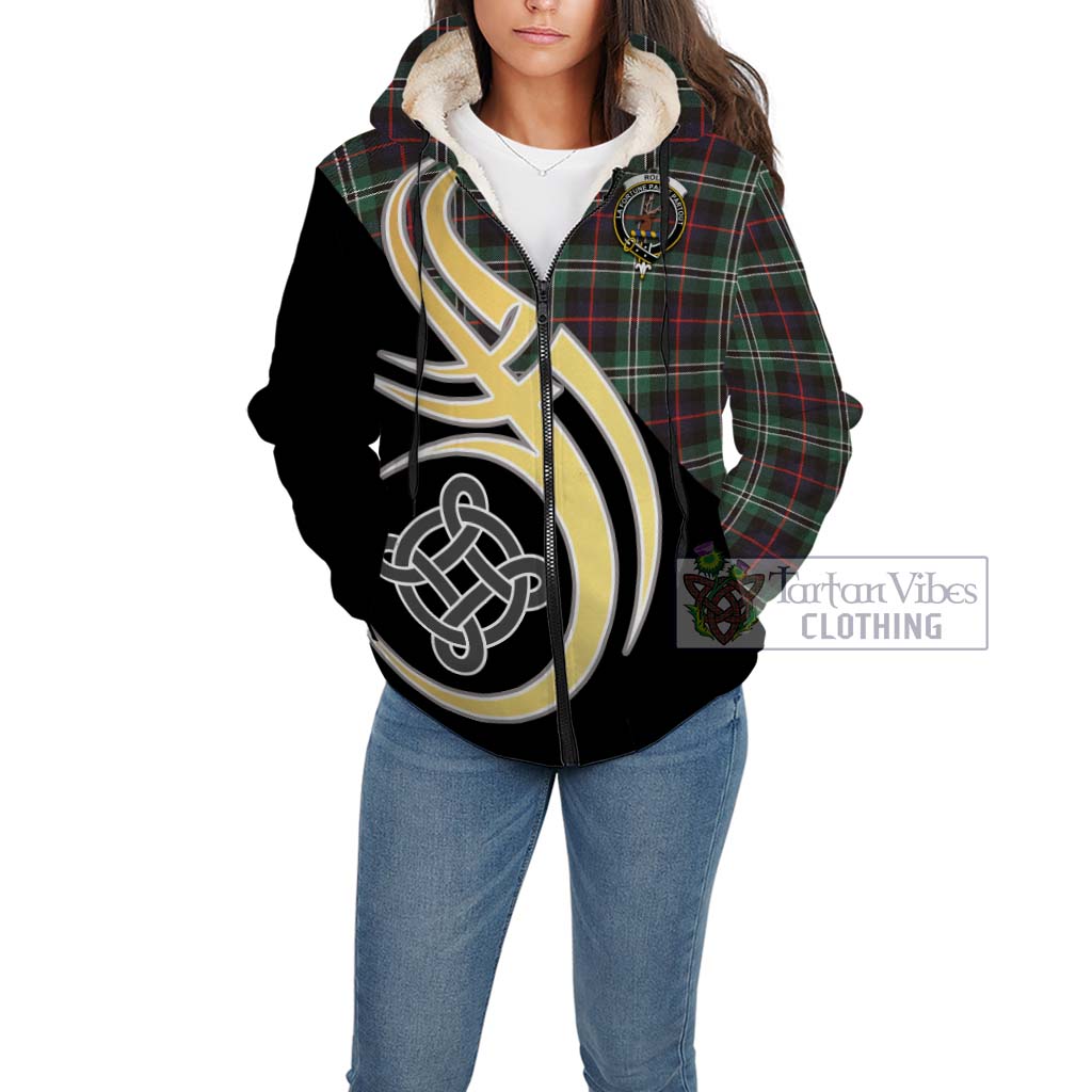 Rollo Hunting Tartan Sherpa Hoodie with Family Crest and Celtic Symbol Style Unisex - Tartan Vibes Clothing