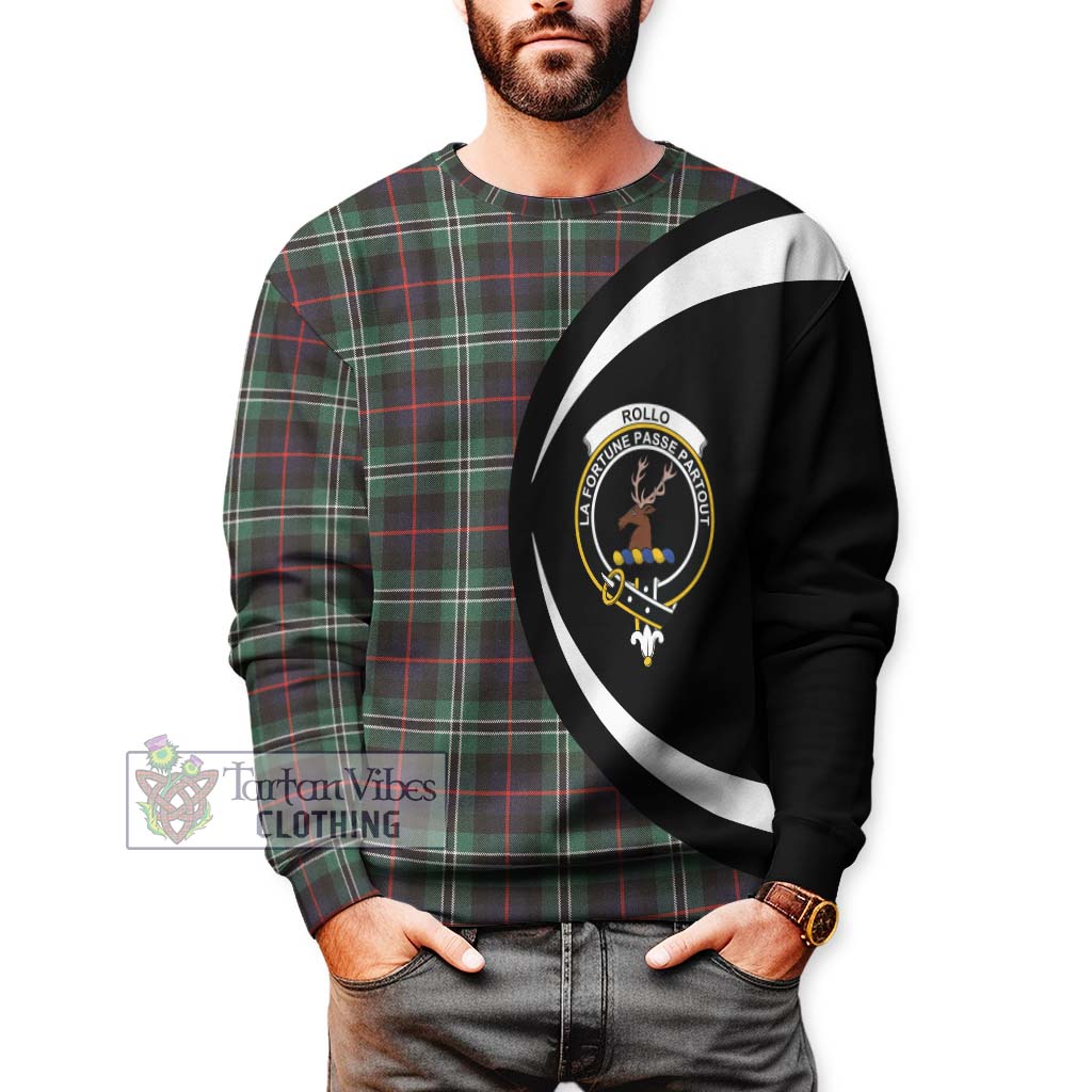 Rollo Hunting Tartan Sweatshirt with Family Crest Circle Style - Tartan Vibes Clothing