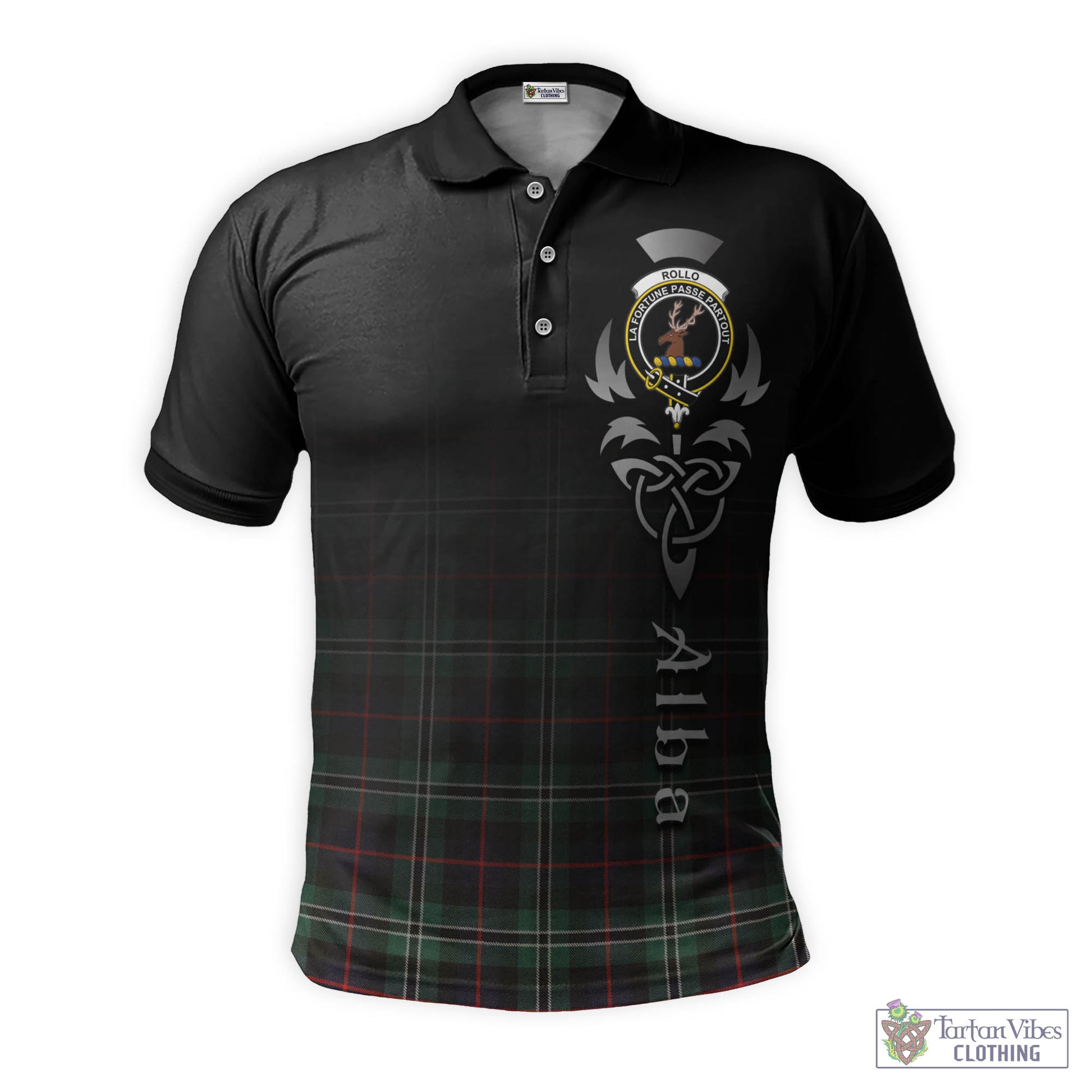 Tartan Vibes Clothing Rollo Hunting Tartan Polo Shirt Featuring Alba Gu Brath Family Crest Celtic Inspired