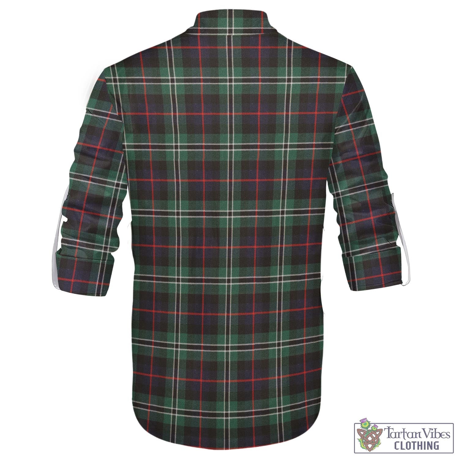 Tartan Vibes Clothing Rollo Hunting Tartan Men's Scottish Traditional Jacobite Ghillie Kilt Shirt with Family Crest