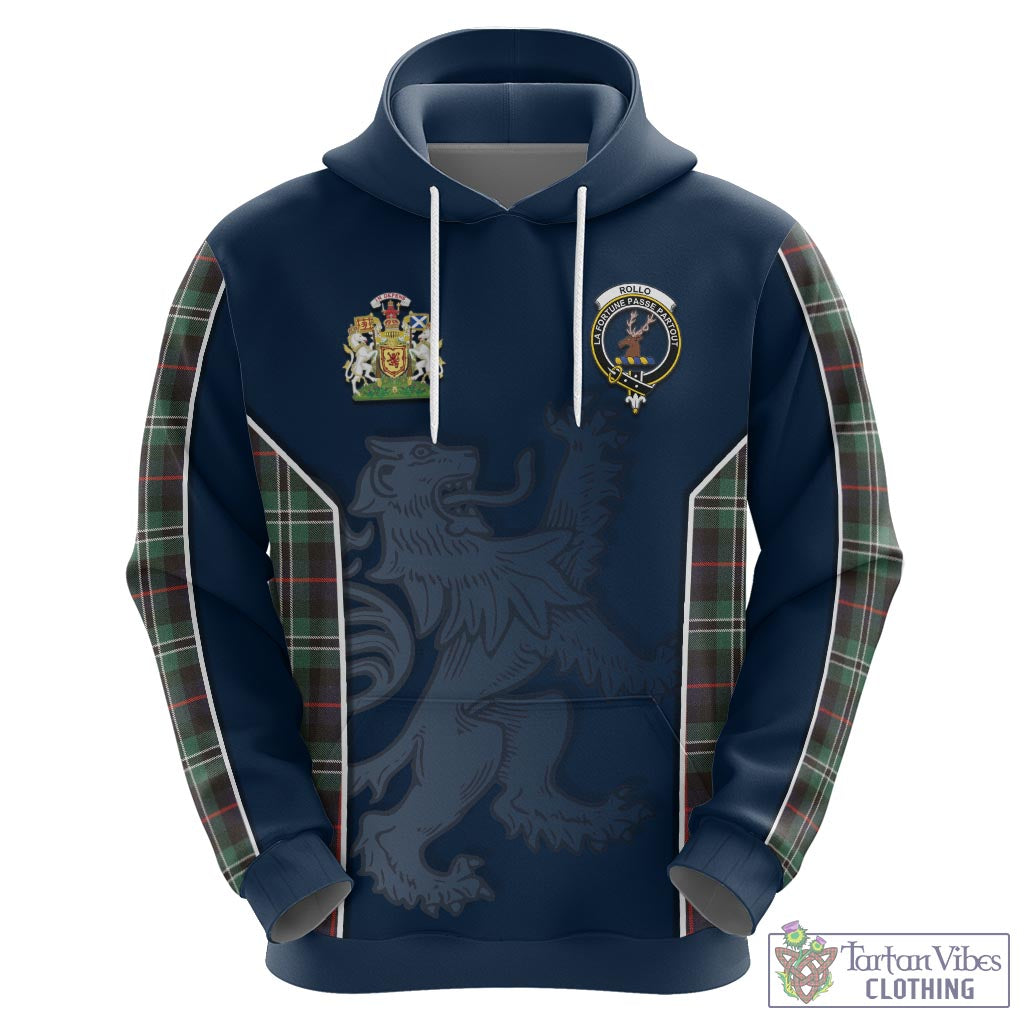 Tartan Vibes Clothing Rollo Hunting Tartan Hoodie with Family Crest and Lion Rampant Vibes Sport Style