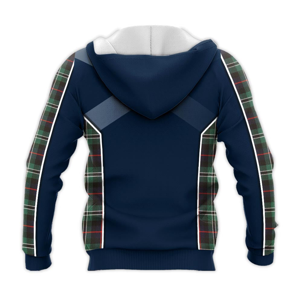 Tartan Vibes Clothing Rollo Hunting Tartan Knitted Hoodie with Family Crest and Scottish Thistle Vibes Sport Style