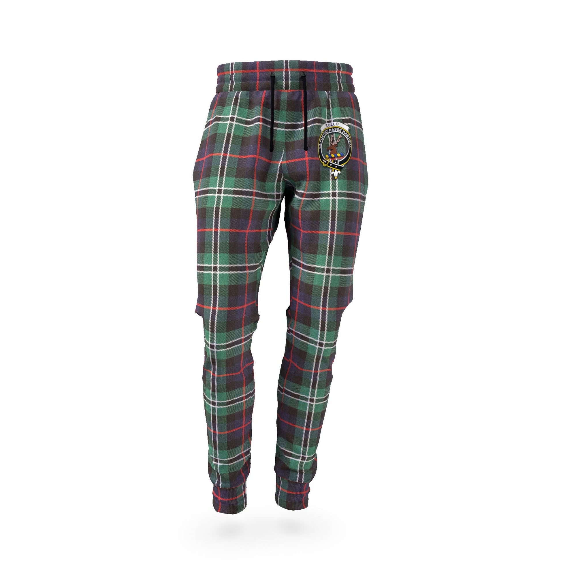 Rollo Hunting Tartan Joggers Pants with Family Crest - Tartanvibesclothing Shop