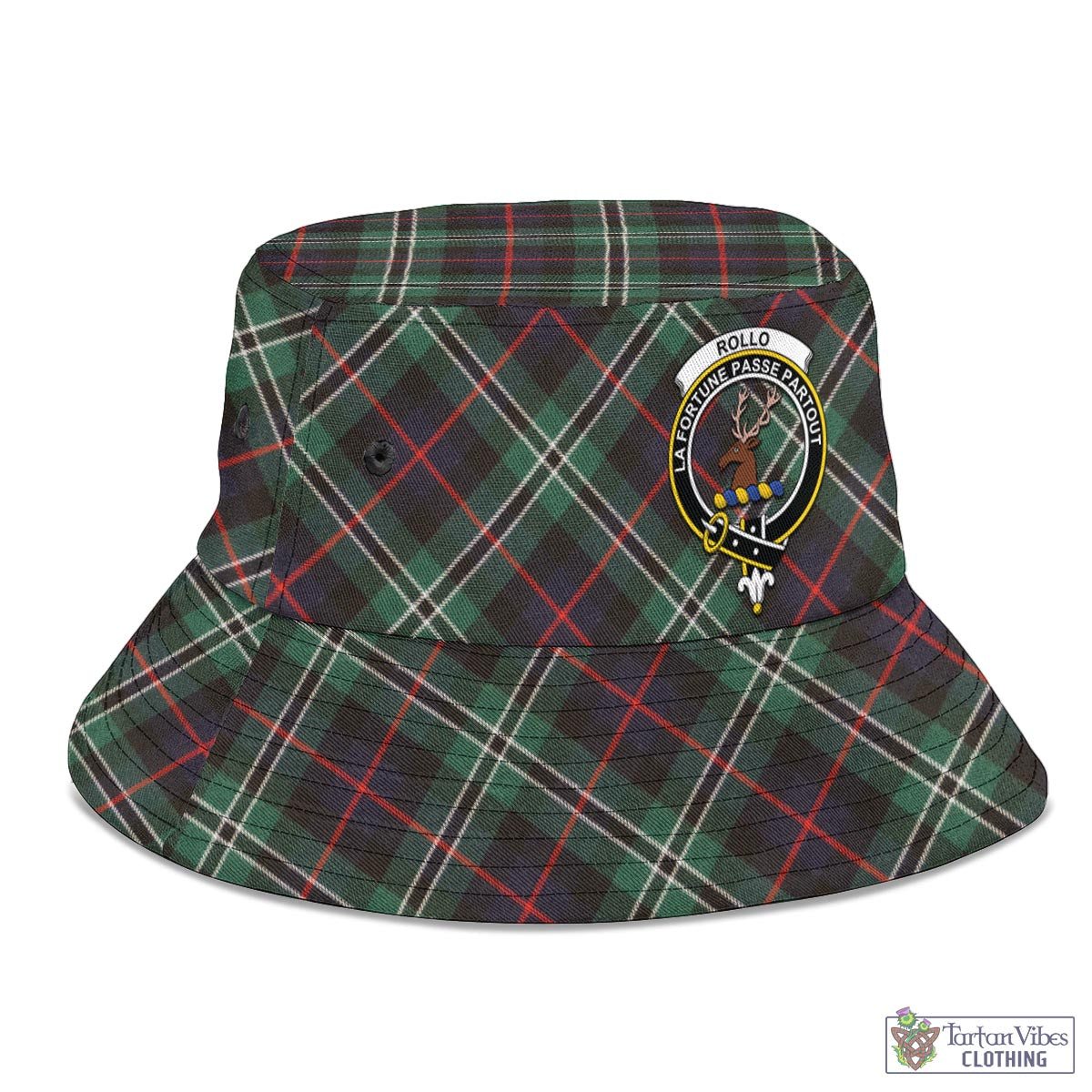 Tartan Vibes Clothing Rollo Hunting Tartan Bucket Hat with Family Crest