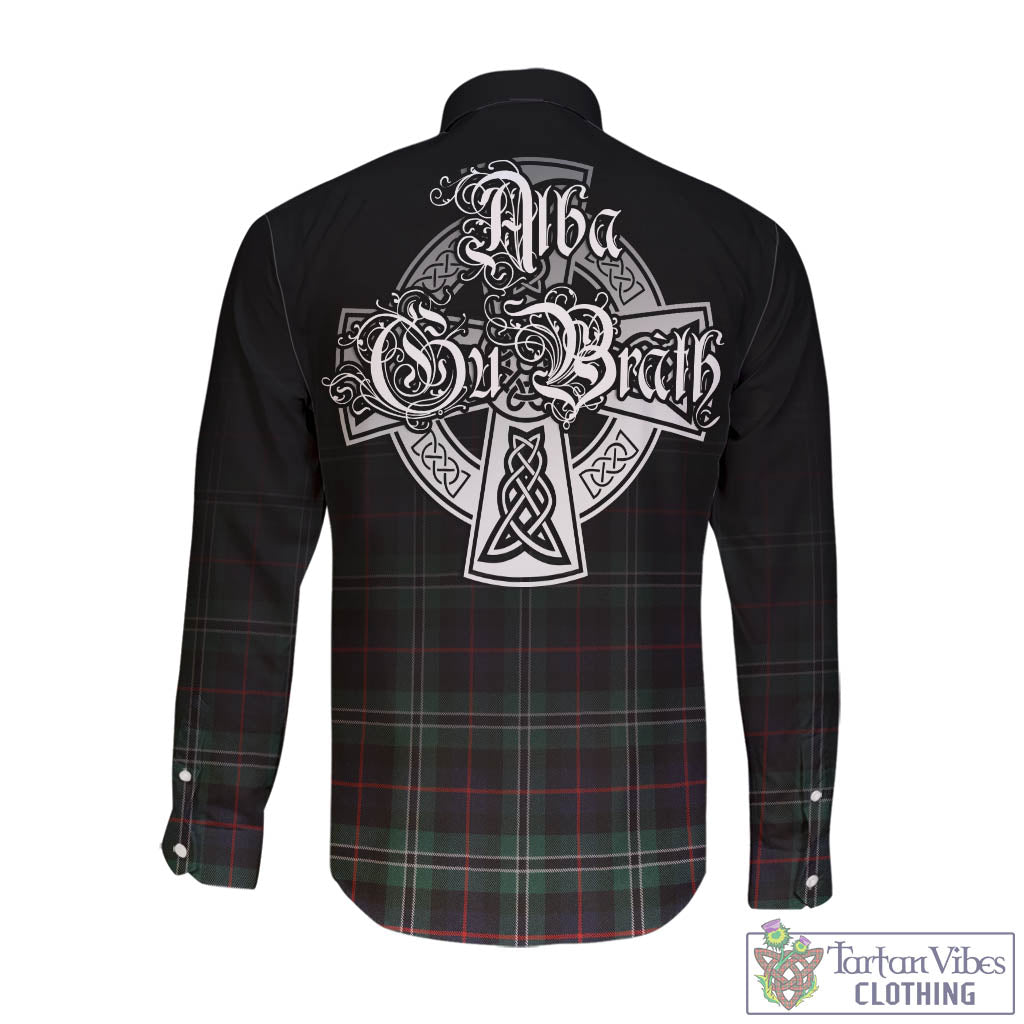 Tartan Vibes Clothing Rollo Hunting Tartan Long Sleeve Button Up Featuring Alba Gu Brath Family Crest Celtic Inspired