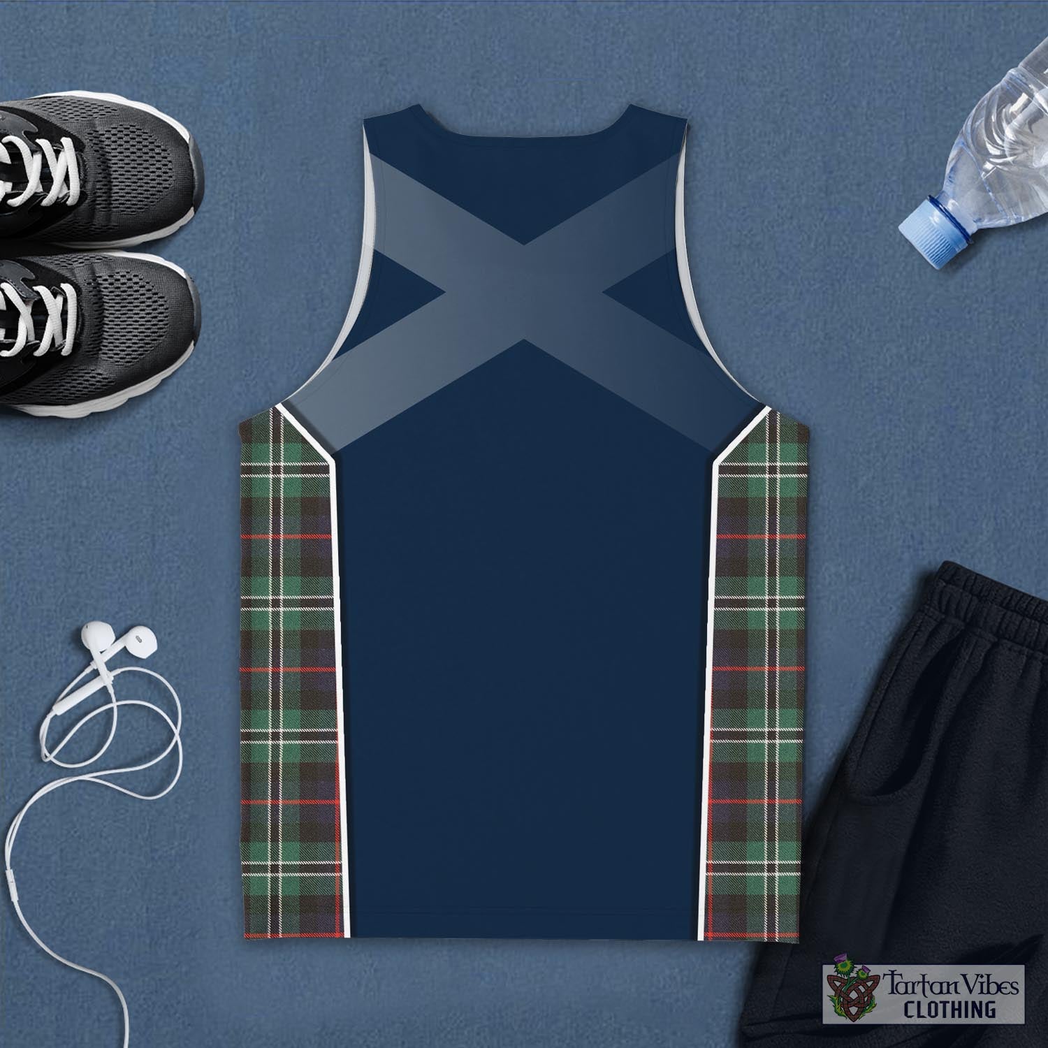 Tartan Vibes Clothing Rollo Hunting Tartan Men's Tanks Top with Family Crest and Scottish Thistle Vibes Sport Style