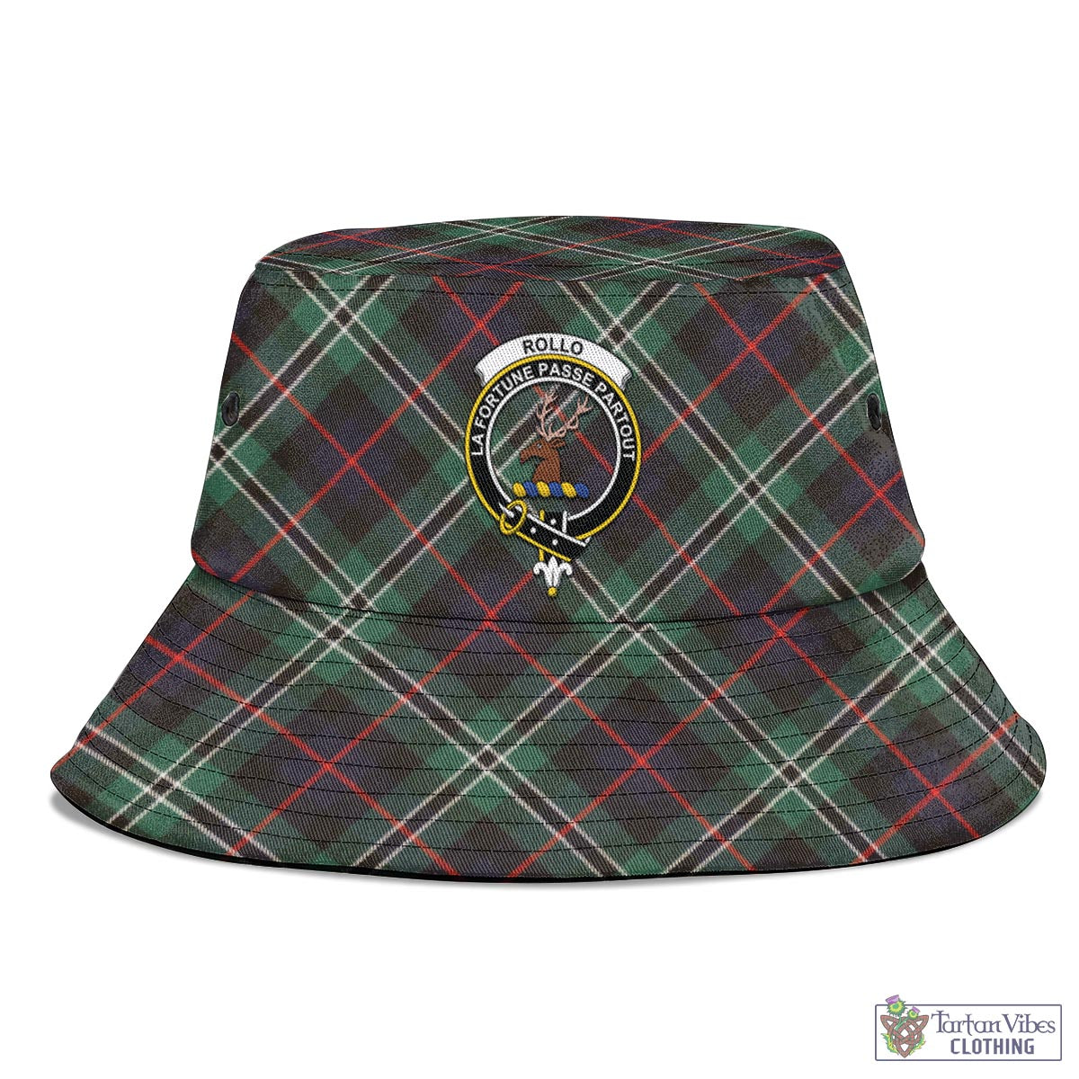 Tartan Vibes Clothing Rollo Hunting Tartan Bucket Hat with Family Crest