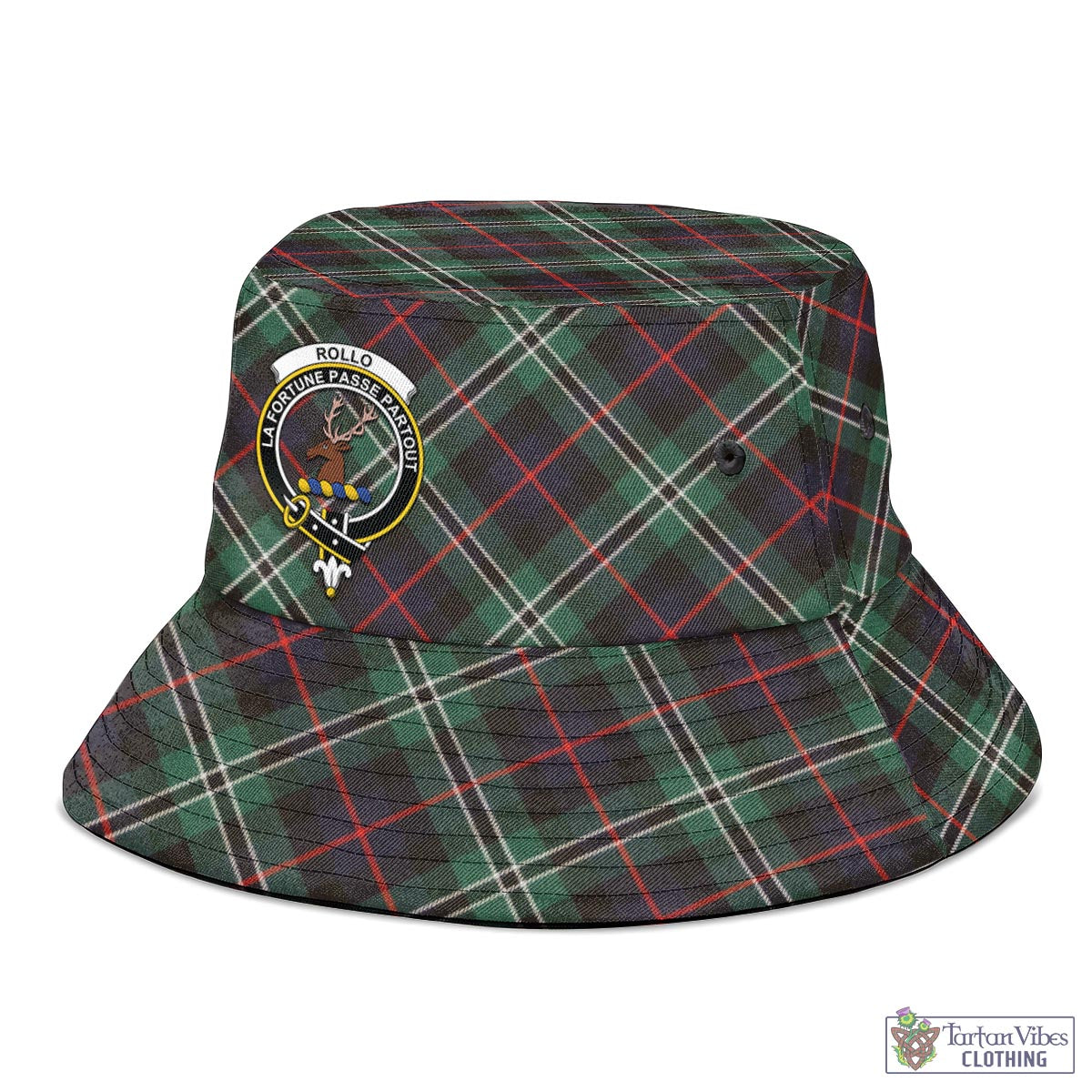 Tartan Vibes Clothing Rollo Hunting Tartan Bucket Hat with Family Crest