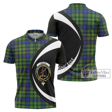 Rollo Modern Tartan Zipper Polo Shirt with Family Crest Circle Style