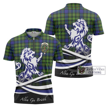 Rollo Modern Tartan Zipper Polo Shirt with Alba Gu Brath Regal Lion Emblem