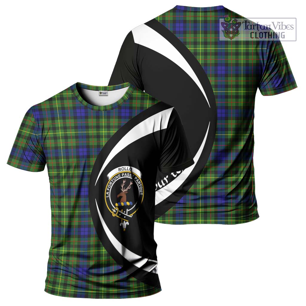 Tartan Vibes Clothing Rollo Modern Tartan T-Shirt with Family Crest Circle Style