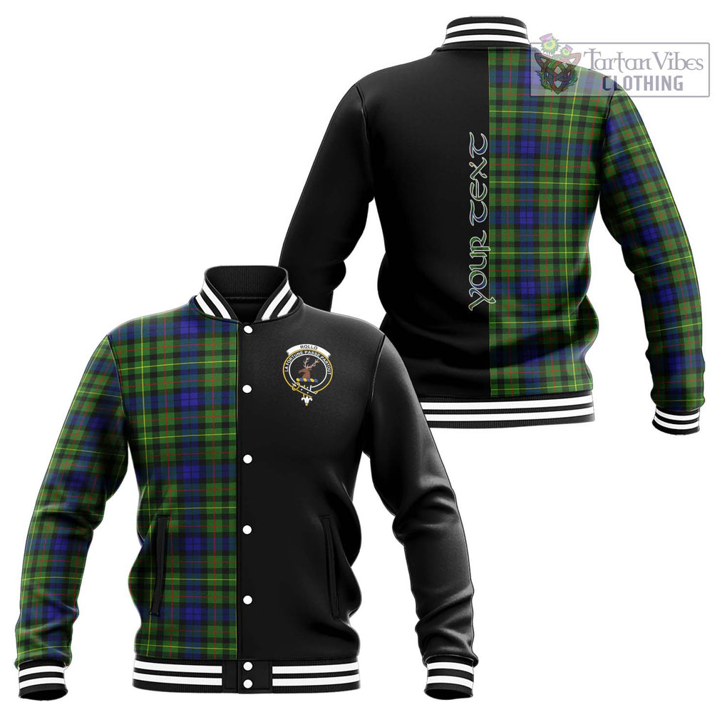 Rollo Modern Tartan Baseball Jacket with Family Crest and Half Of Me Style Unisex - Tartanvibesclothing Shop